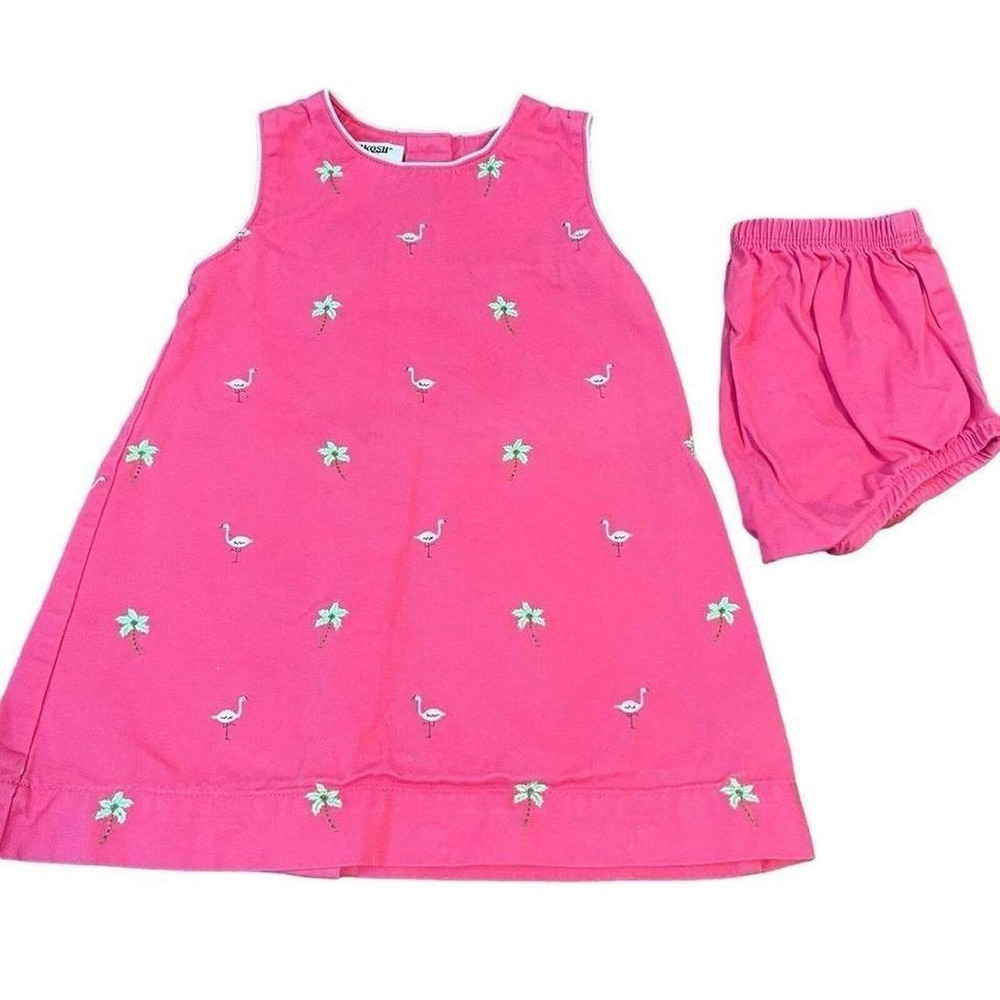 Vintage OshKosh Denim Beach Embroidered Dress with Bloomers 24 Months‎